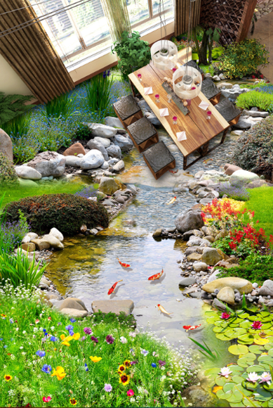 3D Beautiful Stream Floor Mural Wallpaper AJ Wallpaper 2