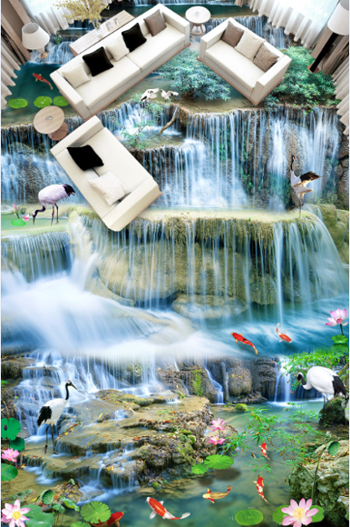 3D River Curtains Floor Mural Wallpaper AJ Wallpaper 2