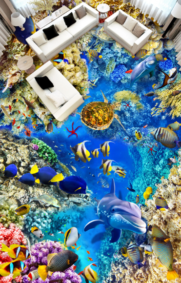 3D Undersea World Floor Mural Wallpaper AJ Wallpaper 2