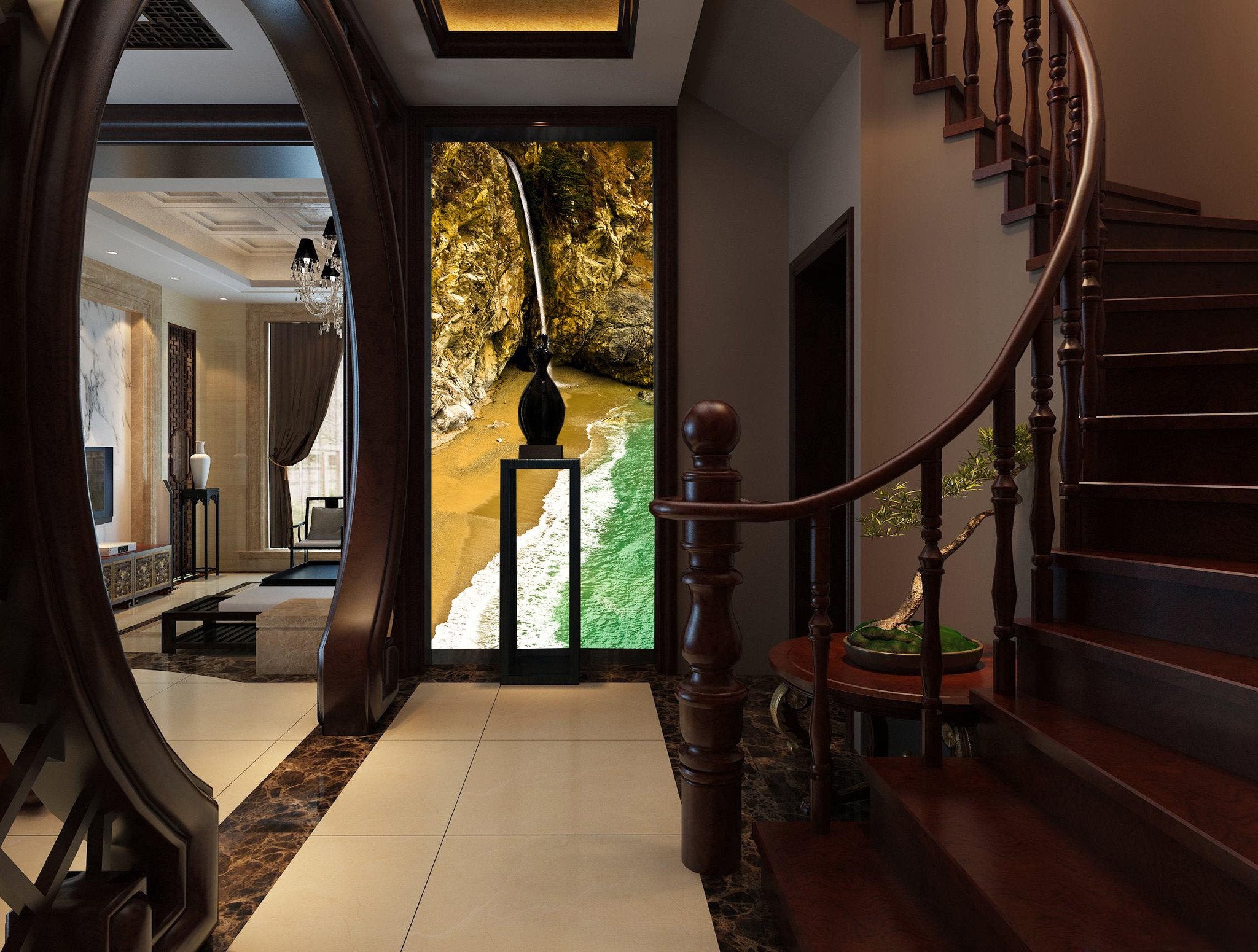 Beach Waterfall Wallpaper AJ Wallpaper