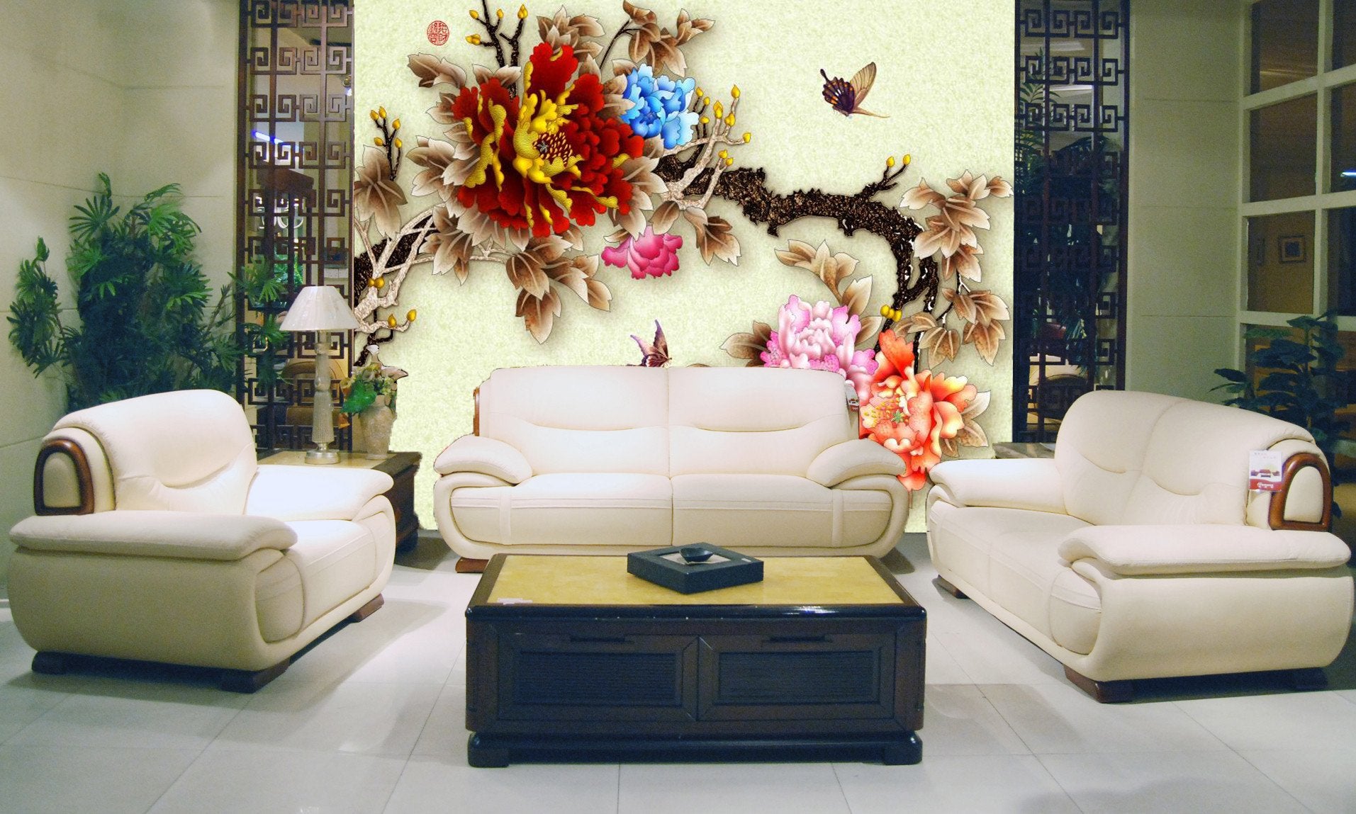 Red And Blue Peony 67 Wallpaper AJ Wallpaper 1