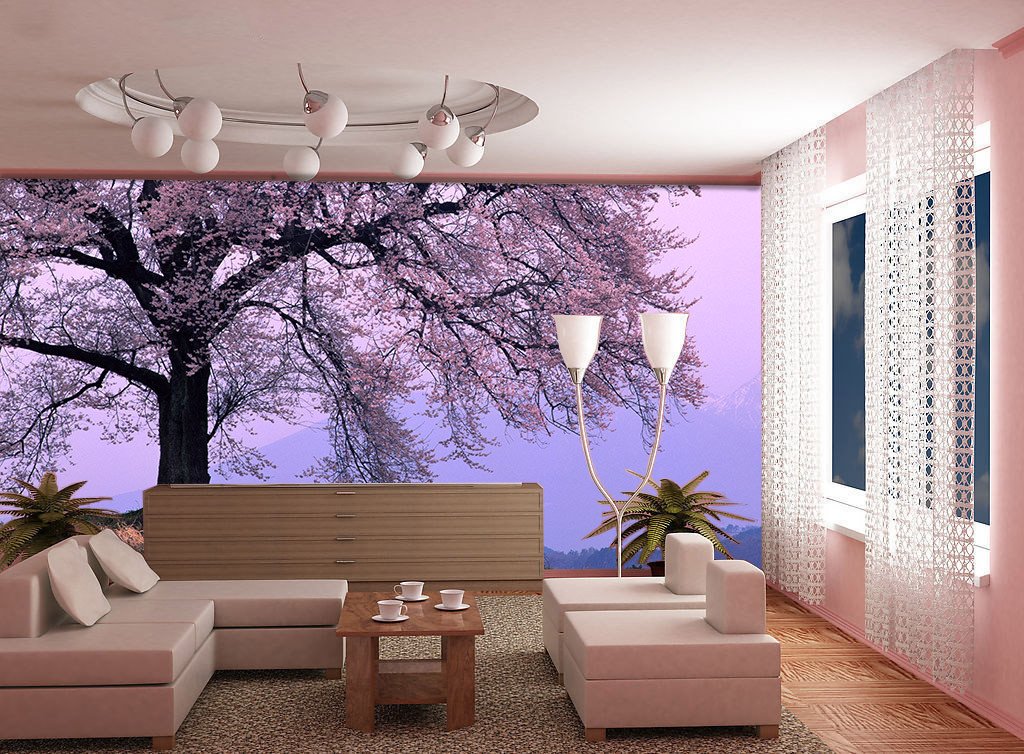 Hilltop Blooming Tree Wallpaper AJ Wallpaper