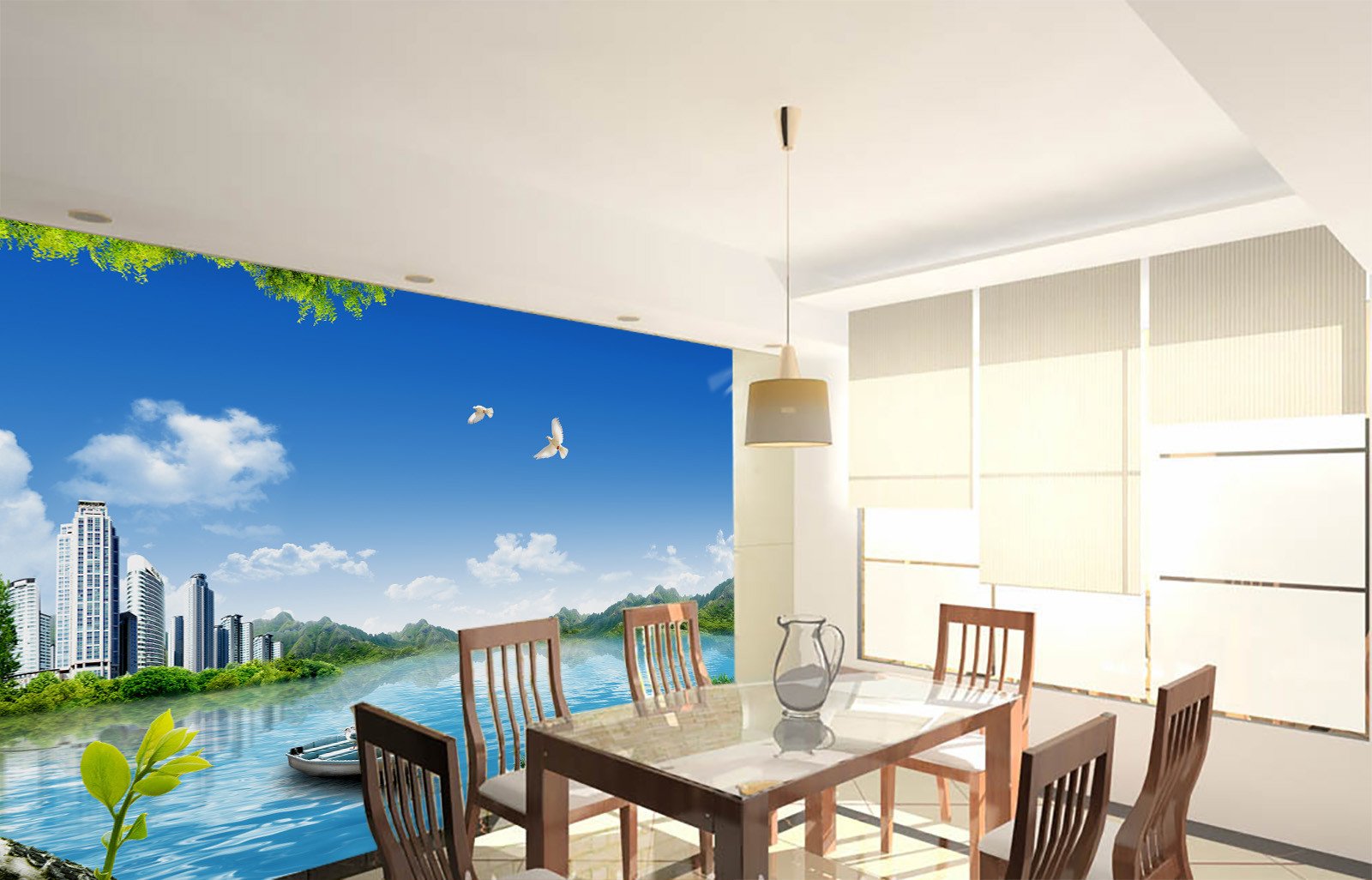 Lakeside Buildings Wallpaper AJ Wallpaper