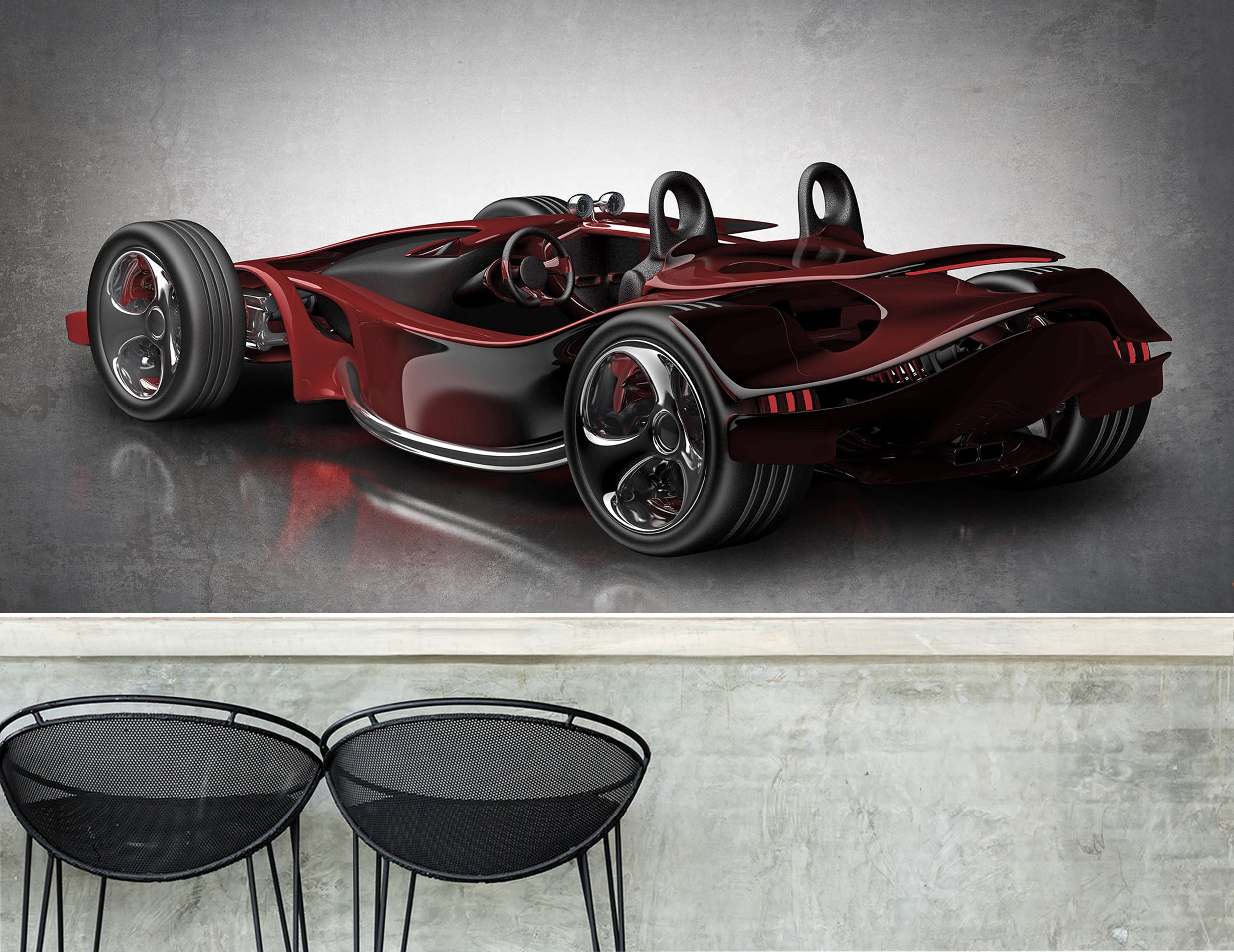 3D Red Sports Car 304 Vehicle Wall Murals