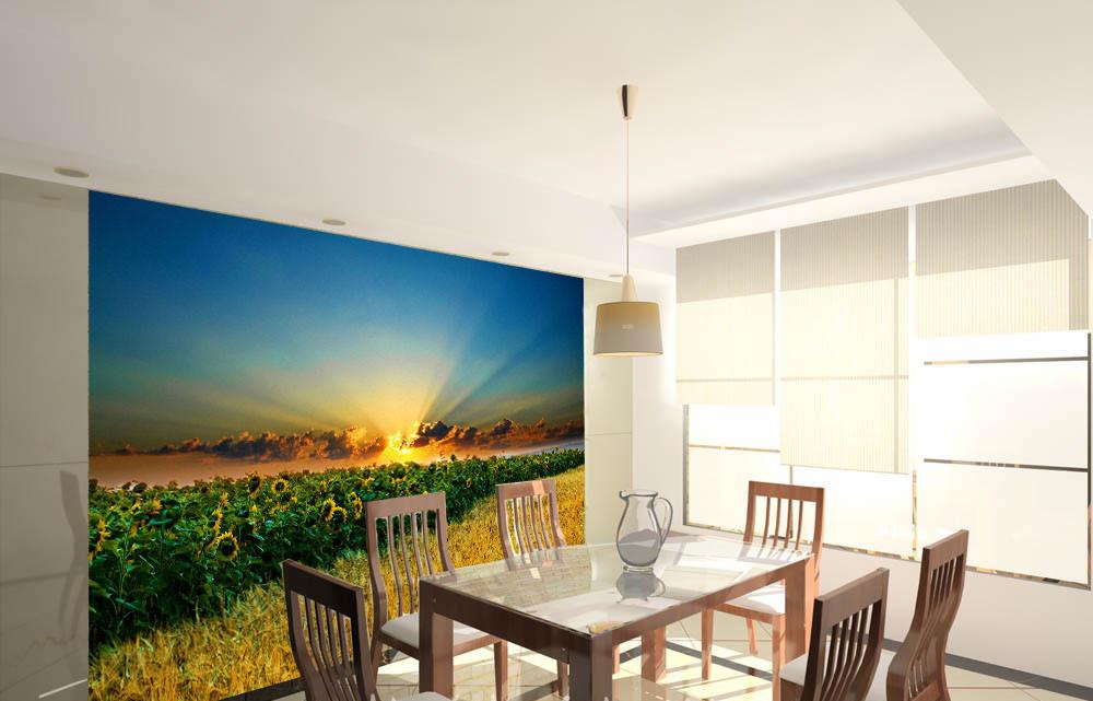 Wheat And Sunflowers Field Wallpaper AJ Wallpaper