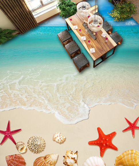 3D Beach Floor Mural Wallpaper AJ Wallpaper 2