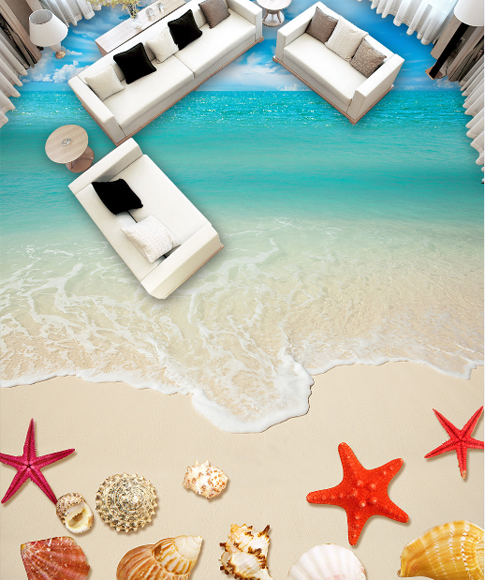 3D Beach Floor Mural Wallpaper AJ Wallpaper 2