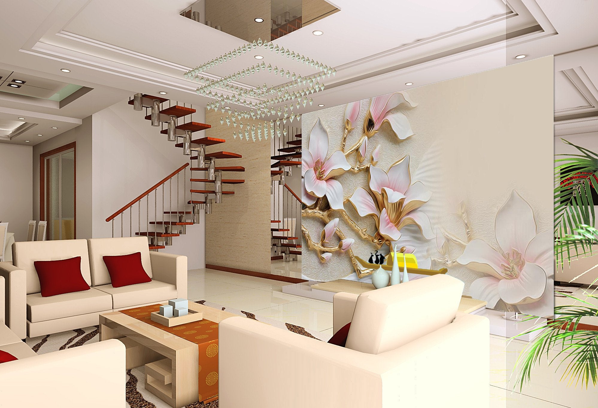 3D Flower floral carving Wallpaper AJ Wallpaper 1