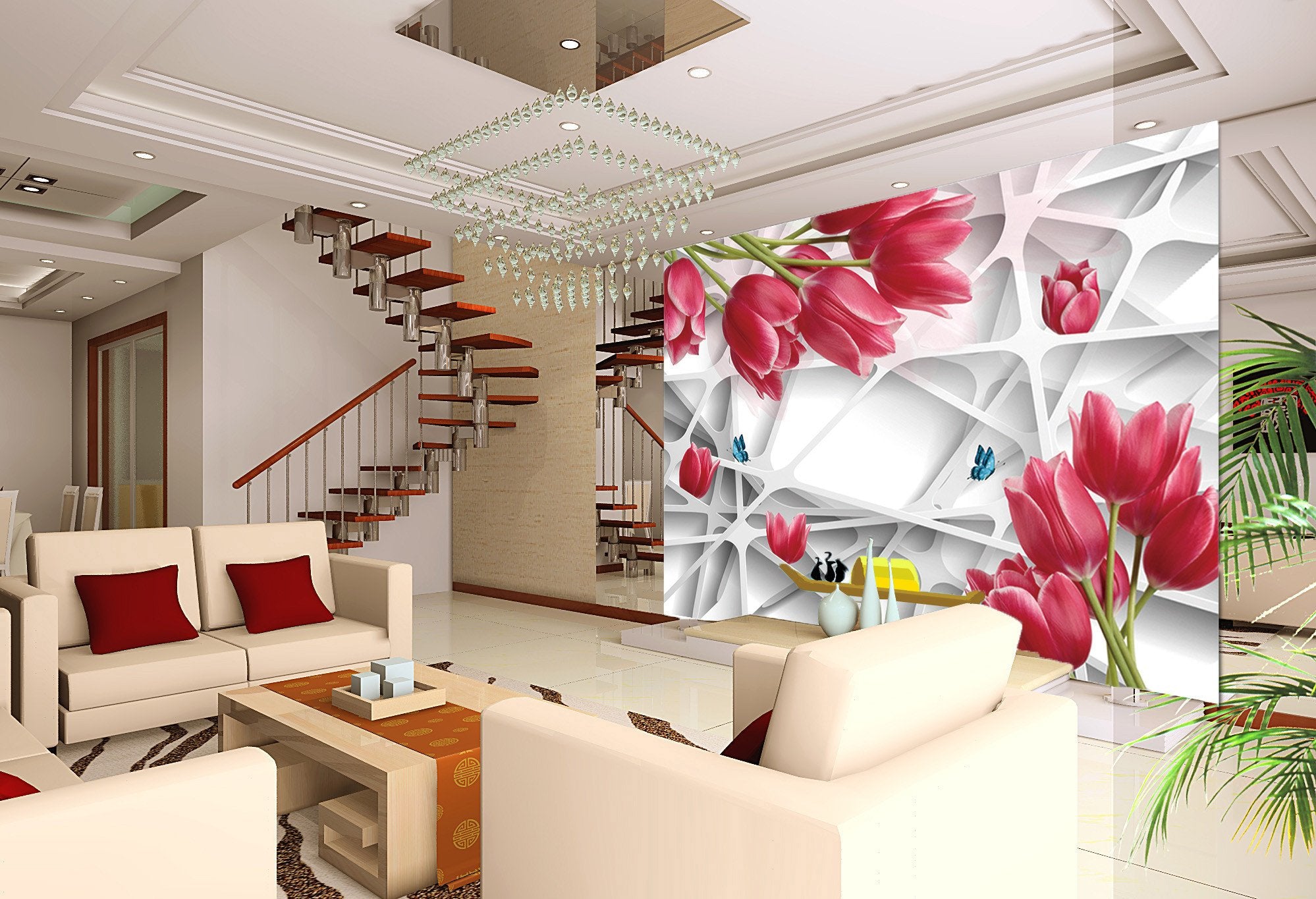 3D Red Tulip Bouquet 451 Wallpaper AJ Wallpaper 2