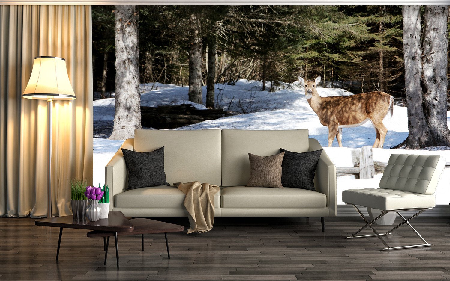 3D Snow Forest Deer 221 Wallpaper AJ Wallpaper 2