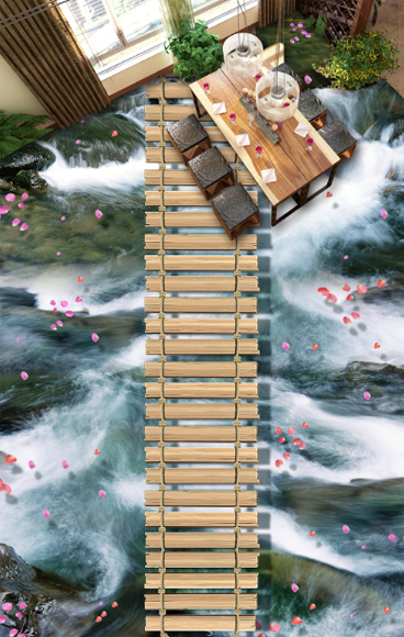 3D Wood Bridge Floor Mural Wallpaper AJ Wallpaper 2
