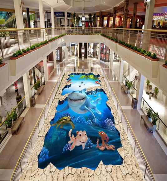 3D Lovely Fishes Floor Mural Wallpaper AJ Wallpaper 2