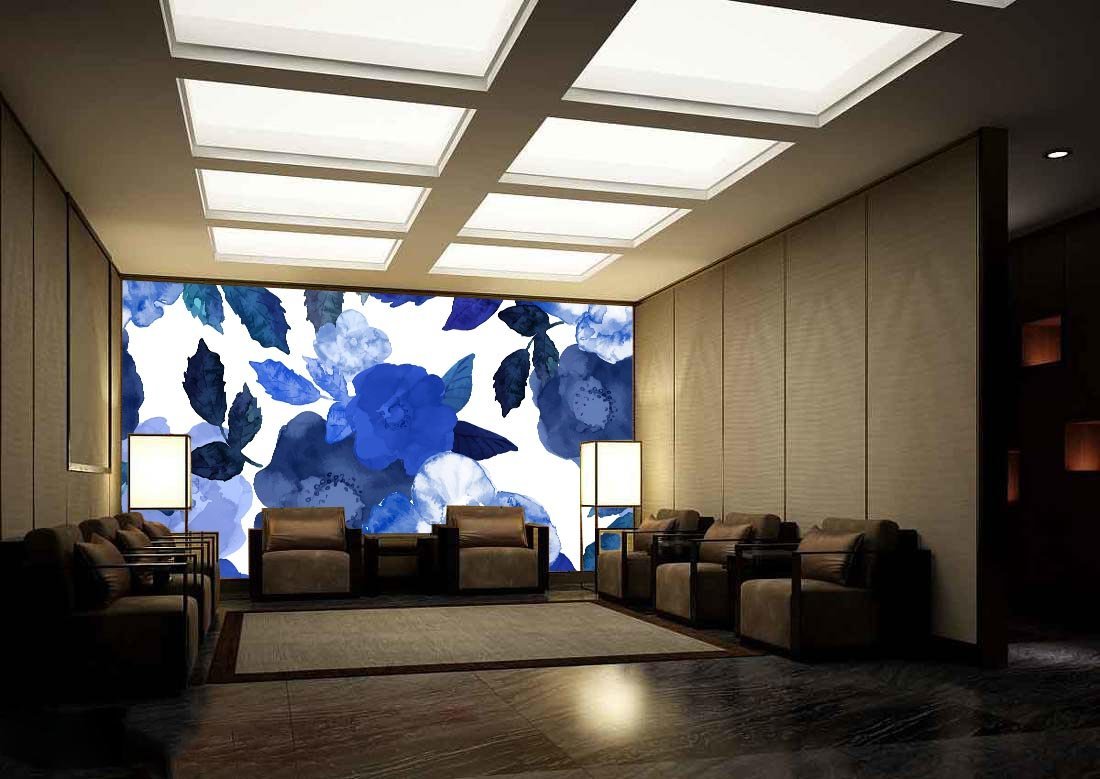 3D Blue Ink Flower 198 Wallpaper AJ Wallpaper