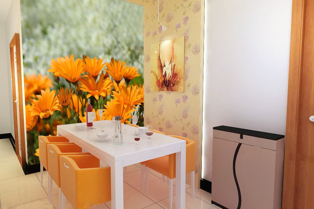 Orange Flowers Wallpaper AJ Wallpaper