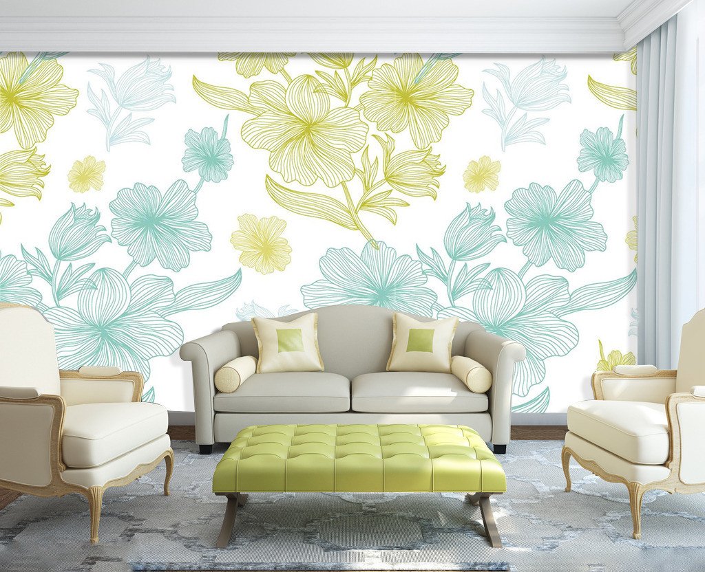 3D Blue Yellow Flowers 103 Wallpaper AJ Wallpaper