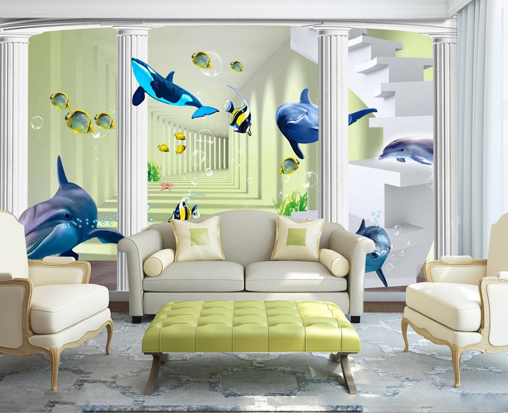 3D Blue Dolphin 291 Wallpaper AJ Wallpapers