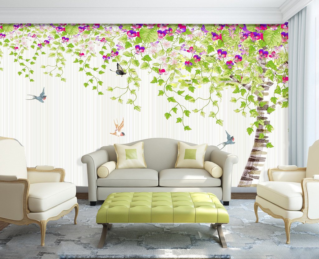 3D Butterfly Tree Flower 19 Wallpaper AJ Wallpaper