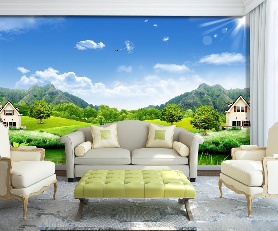 3D Sunshine Green Tree Hill 67 Wallpaper AJ Wallpaper