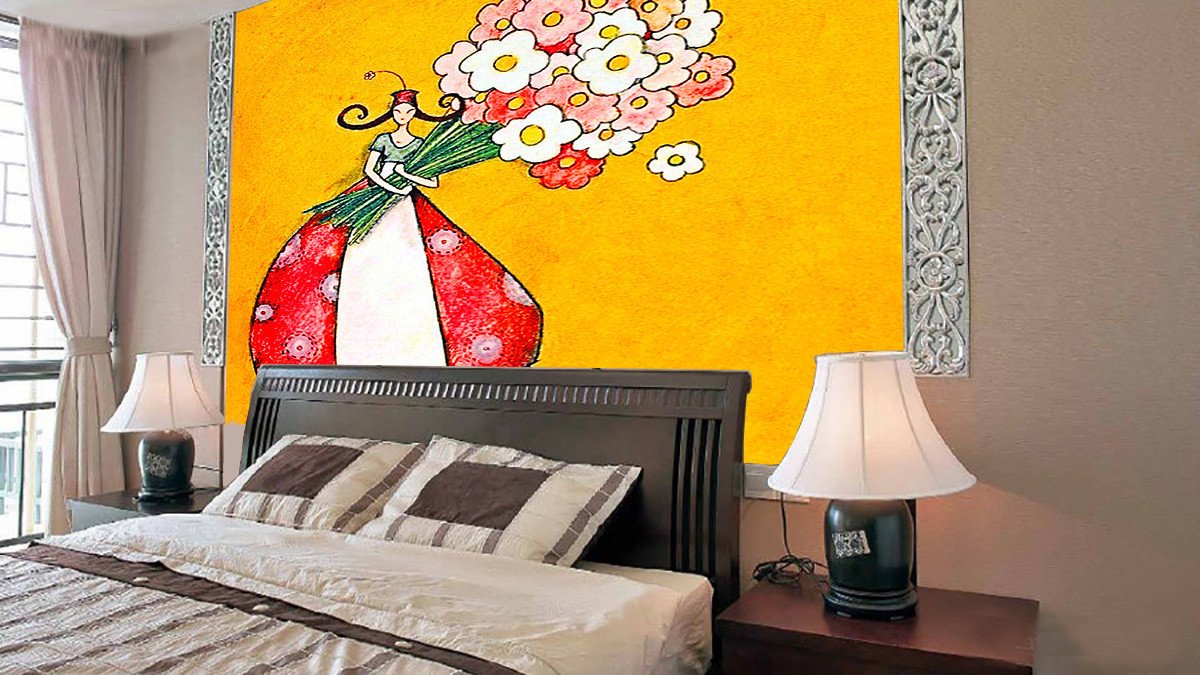 Holding Flowers Girl Wallpaper AJ Wallpaper