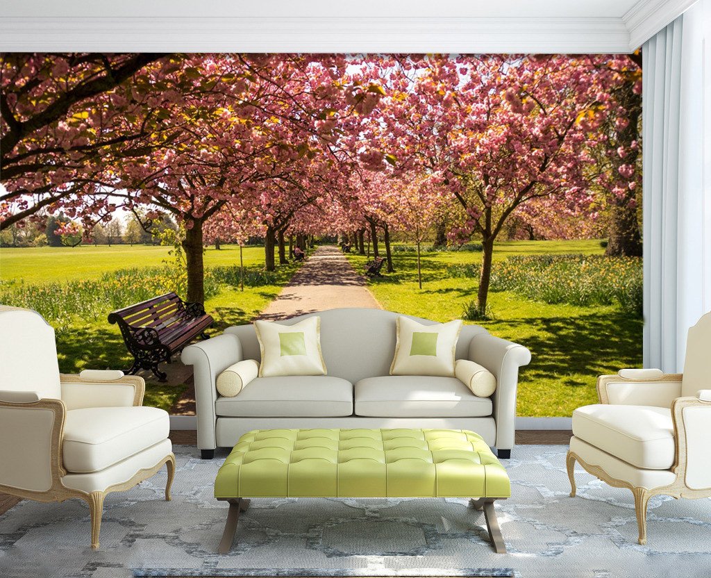 3D Cherry Trees Fields 613 Wallpaper AJ Wallpaper