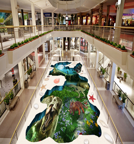 3D Dinosaurs Floor Mural Wallpaper AJ Wallpaper 2