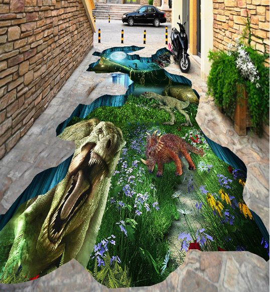 3D Dinosaurs Floor Mural Wallpaper AJ Wallpaper 2