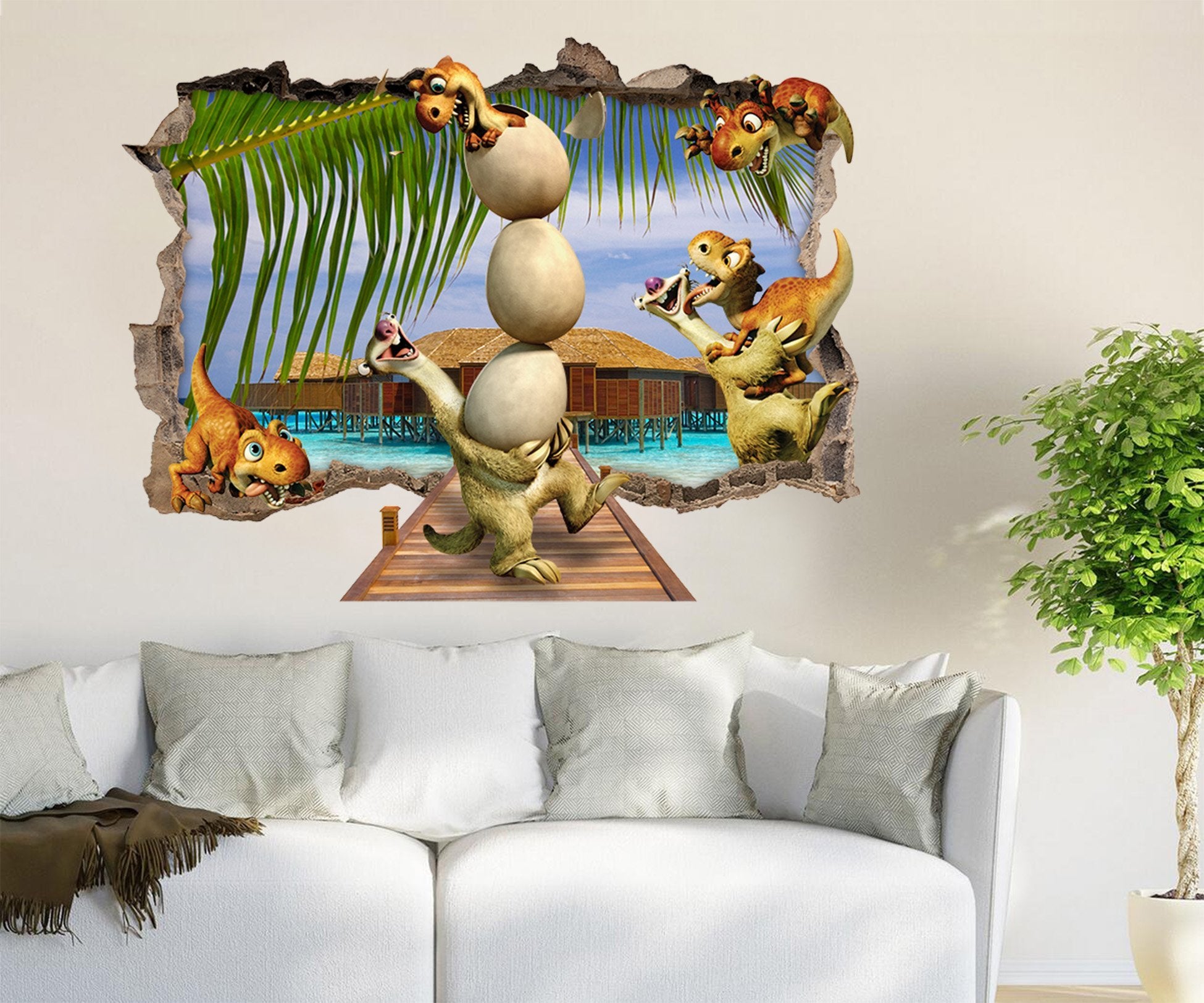 3D Lovely Dinosaurs 13 Broken Wall Murals Wallpaper AJ Wallpaper