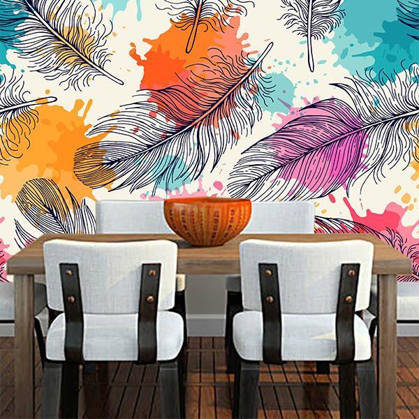 3D Colorful Ink Leaves 195 Wallpaper AJ Wallpaper