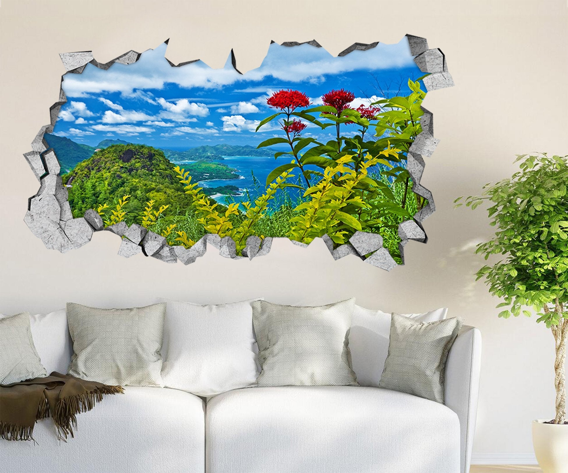 3D Tropical Sea Scenery 178 Broken Wall Murals Wallpaper AJ Wallpaper
