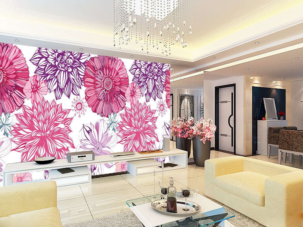 3D Purple Flowers Blossom 23 Wallpaper AJ Wallpaper