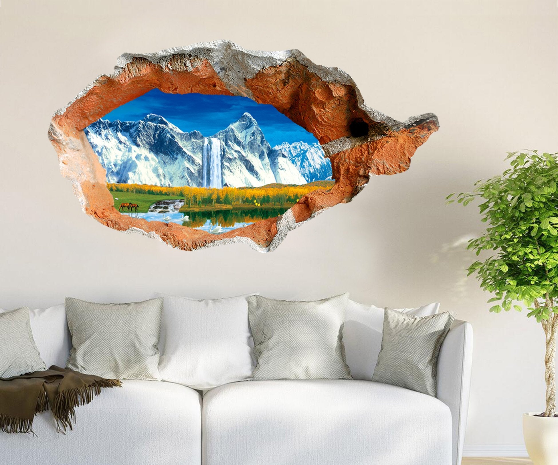 3D Snow Mountain Ranch 133 Broken Wall Murals Wallpaper AJ Wallpaper