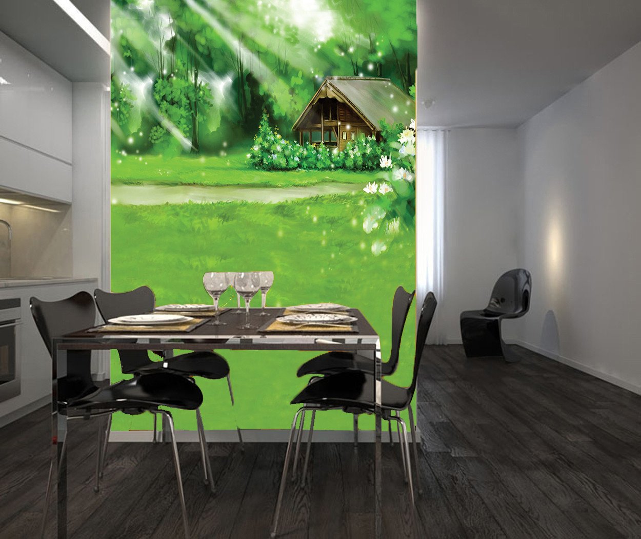 Green Cottage Scenery Wallpaper AJ Wallpaper