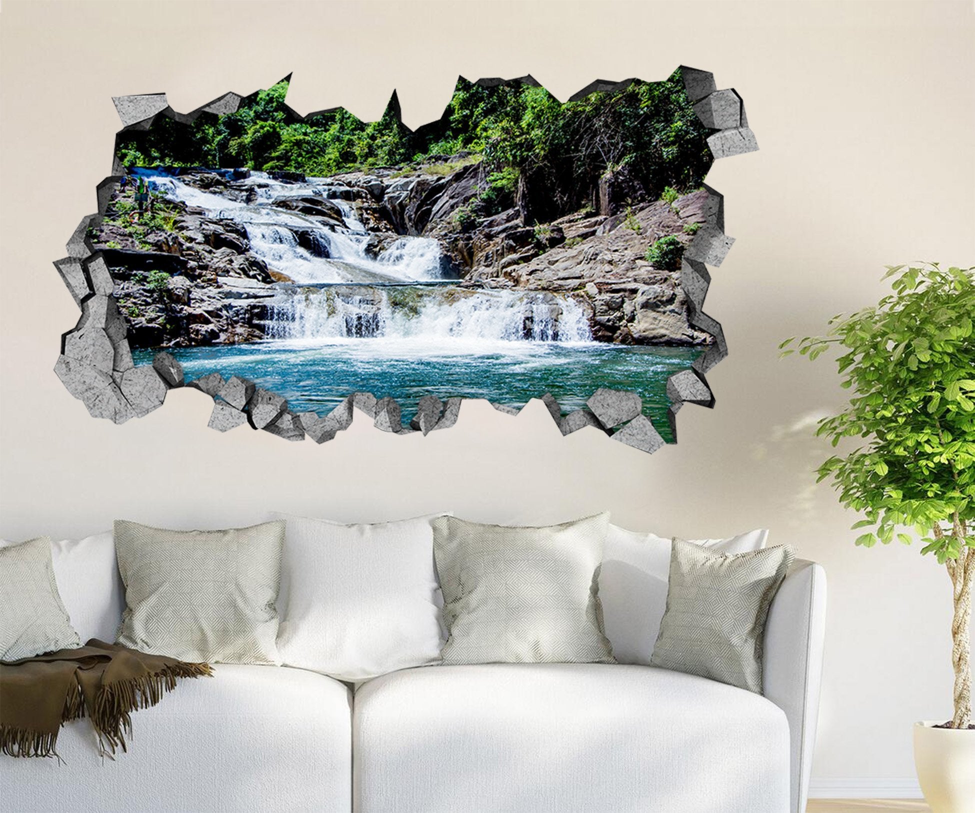 3D River Scenery 128 Broken Wall Murals Wallpaper AJ Wallpaper