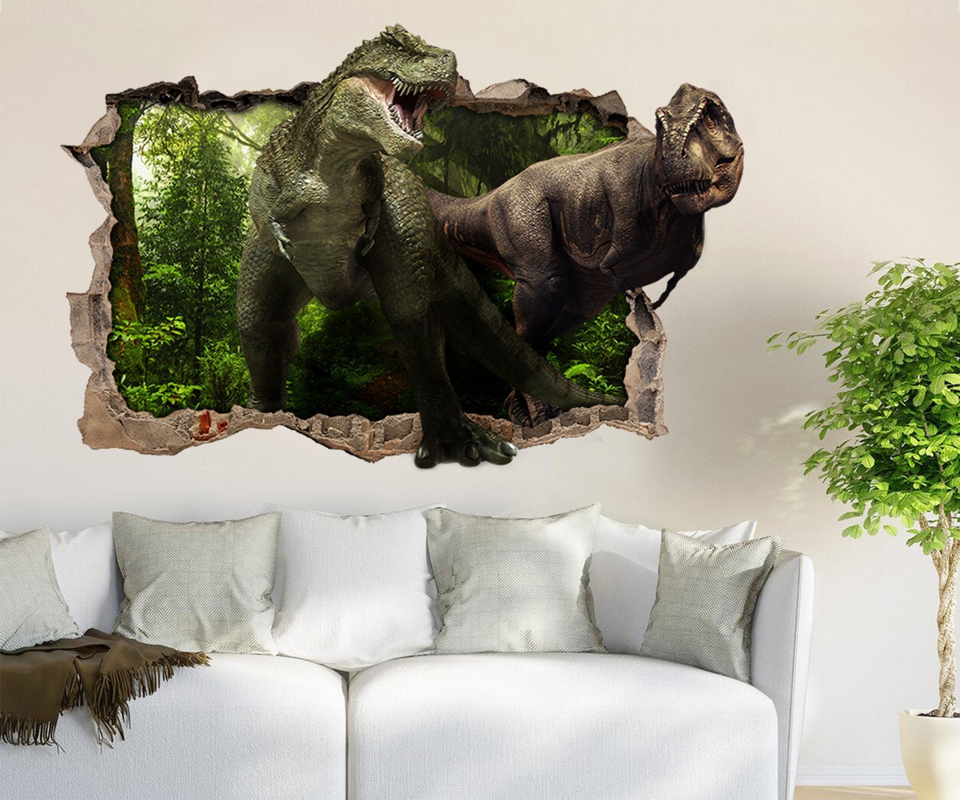 3D Forest Dinosaurs 107 Broken Wall Murals Wallpaper AJ Wallpaper