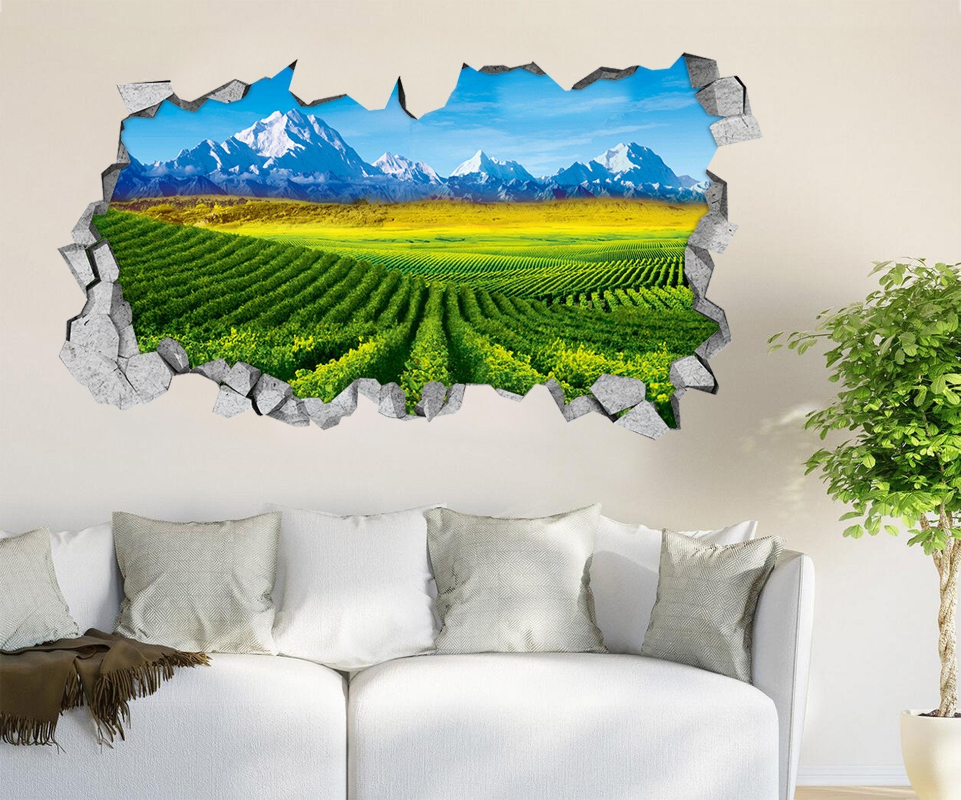 3D Beautiful Vineyard 176 Broken Wall Murals Wallpaper AJ Wallpaper
