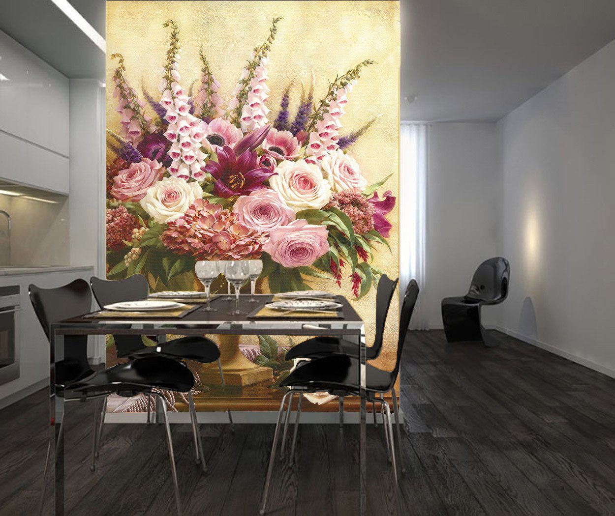 Purple Flowers Vase Wallpaper AJ Wallpaper