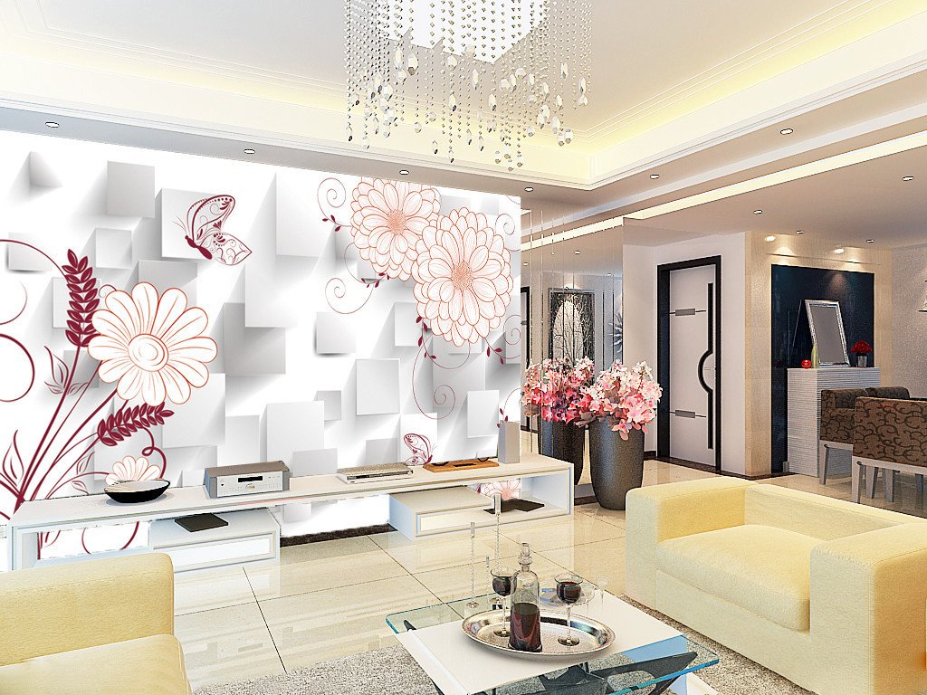 3D Flower Butterfly 987 Wallpaper AJ Wallpaper