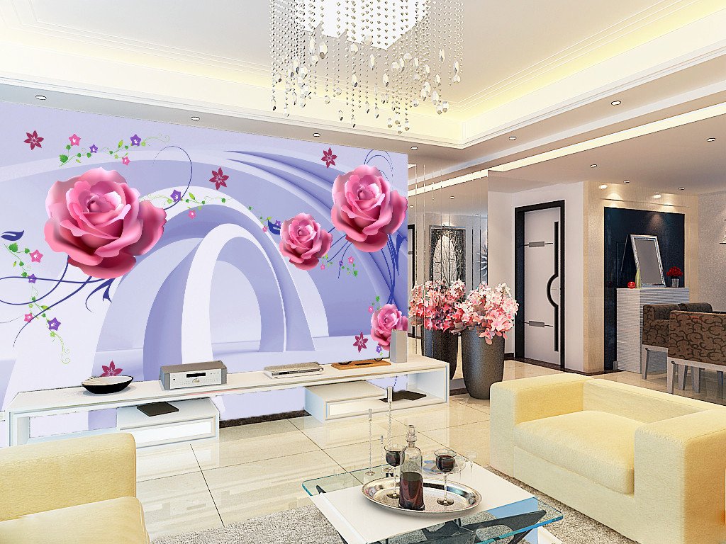 3D Flower Purple Rose 288 Wallpaper AJ Wallpaper