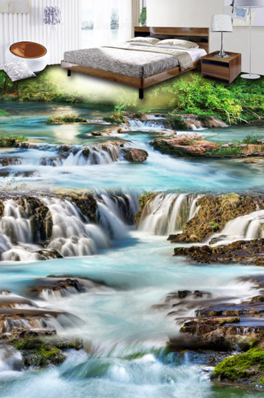 3D Wide River Floor Mural Wallpaper AJ Wallpaper 2