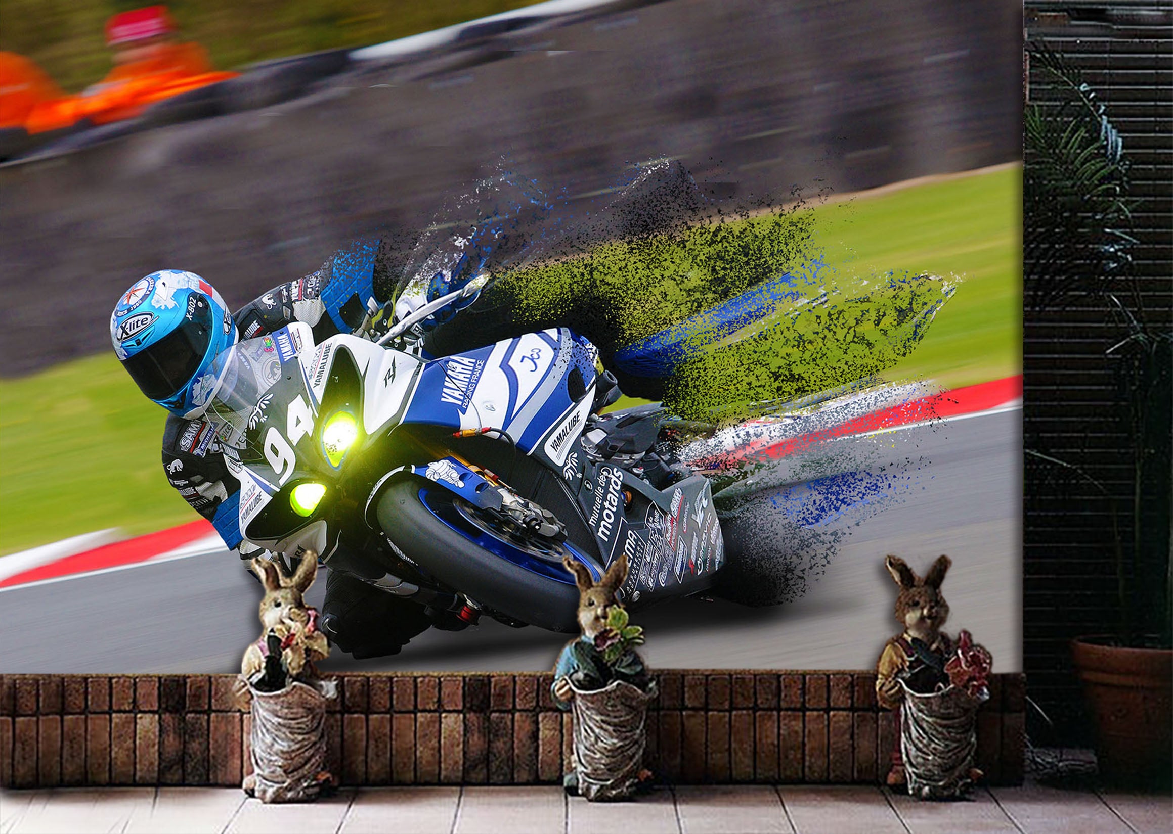 3D Motorcycle Drift 185 Vehicle Wall Murals