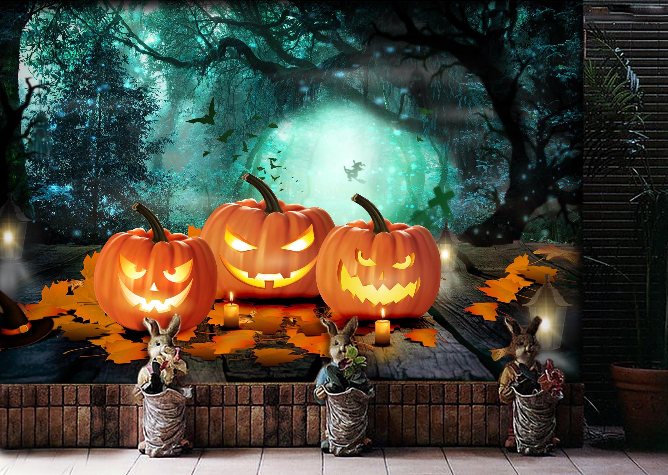 3D Horror Pumpkin 1000 Halloween Wall Murals Wallpaper AJ Wallpaper 2