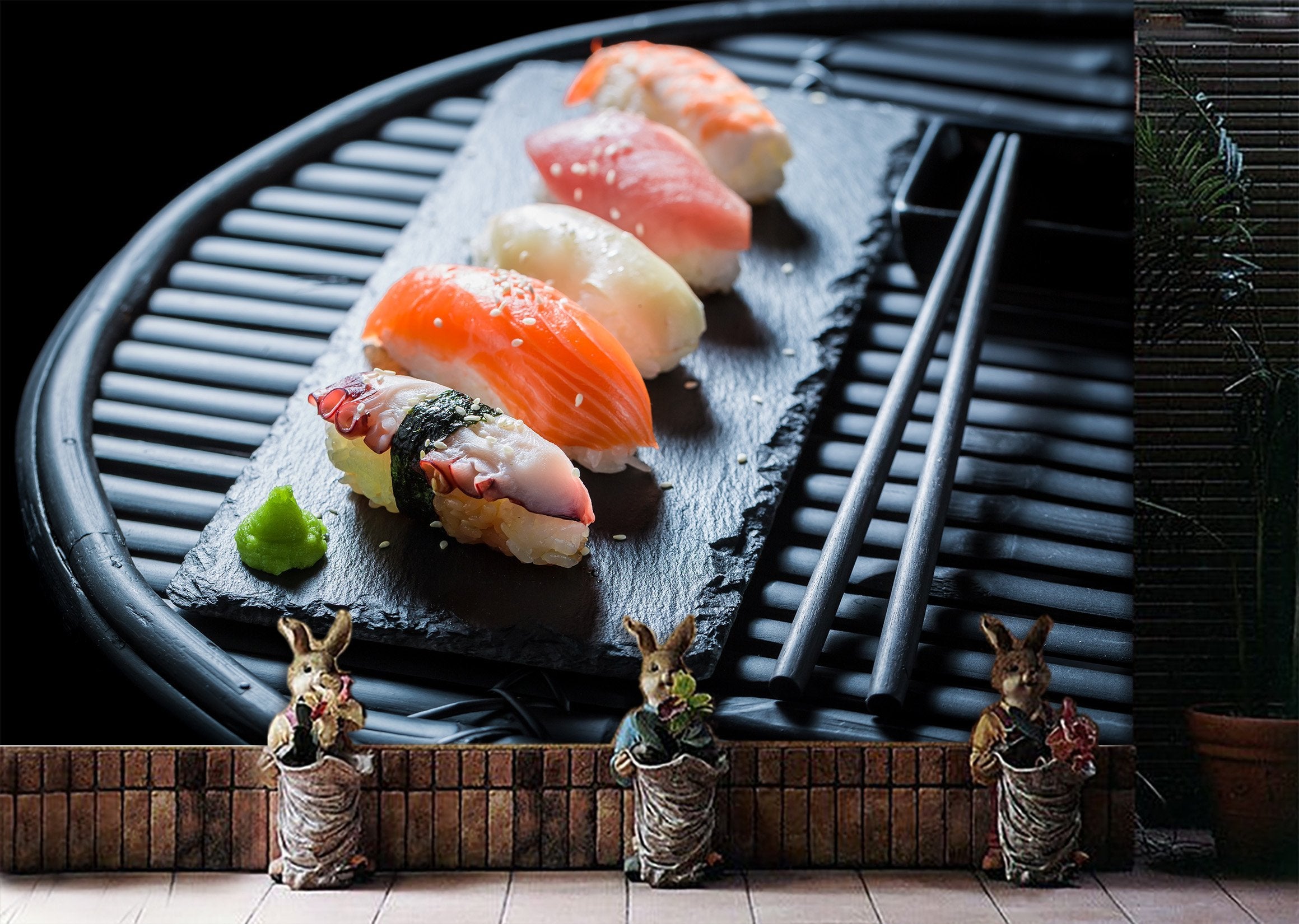 3D Plate Sushi 092 Wallpaper AJ Wallpaper