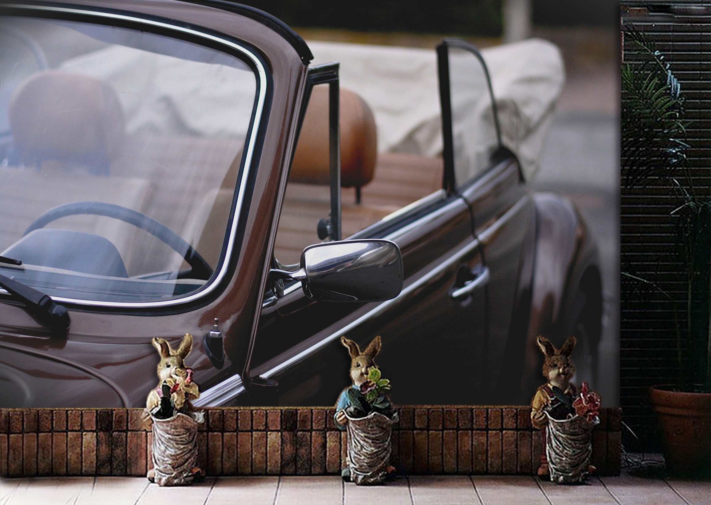 3D Convertible Beetle 202 Vehicle Wall Murals