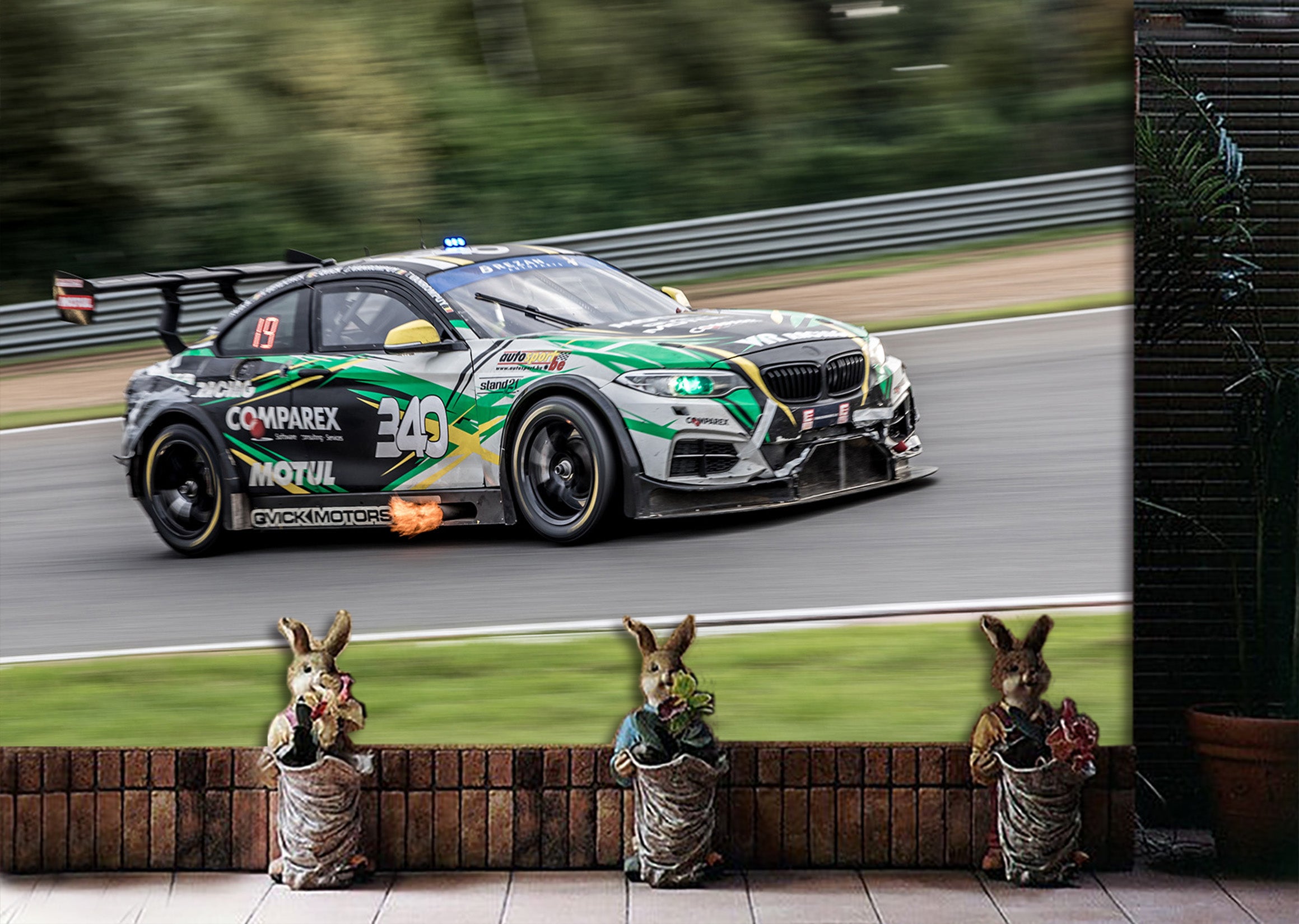 3D Green Racing 189 Vehicle Wall Murals