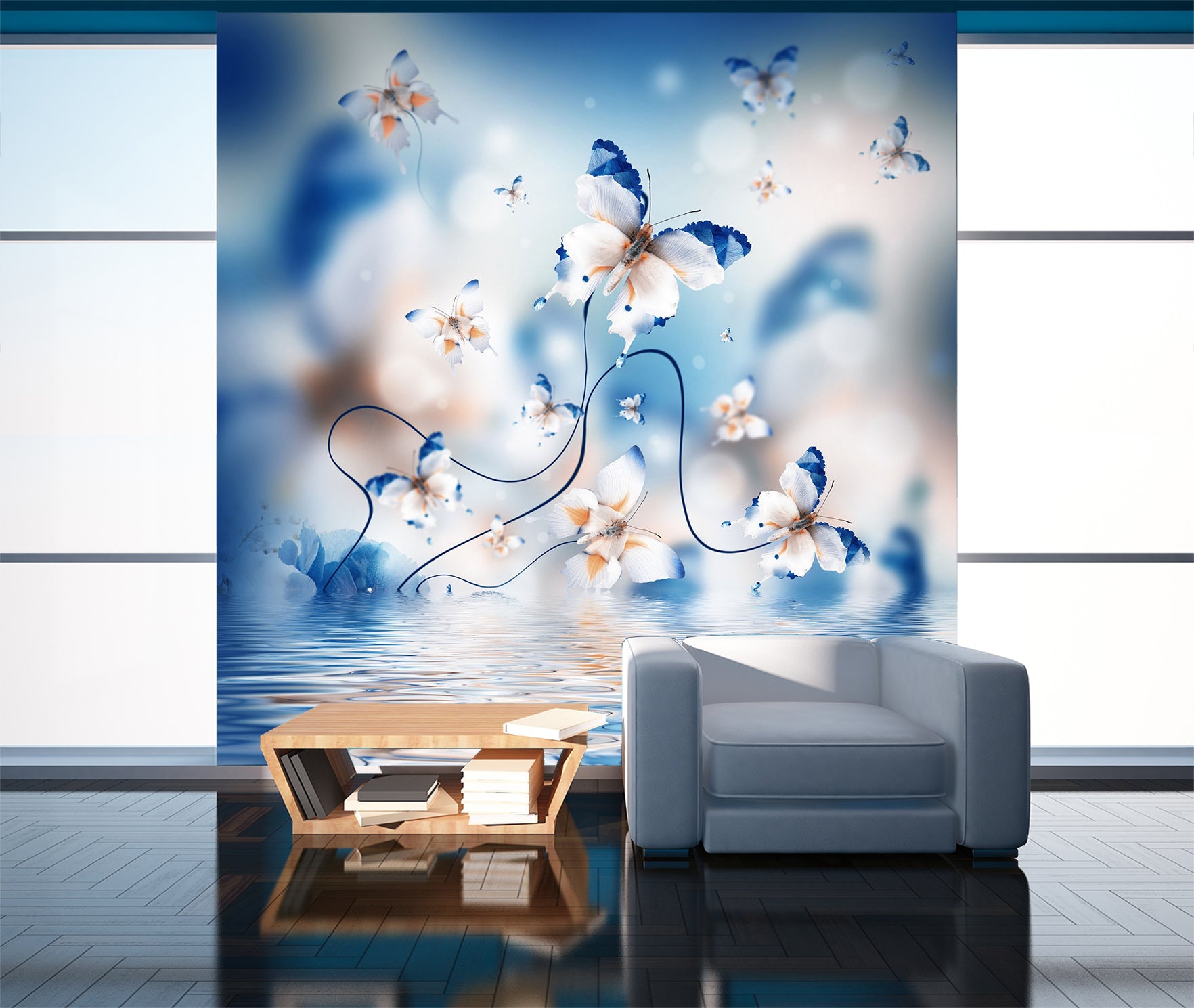 3D Butterfly Fower 1052 Wall Murals