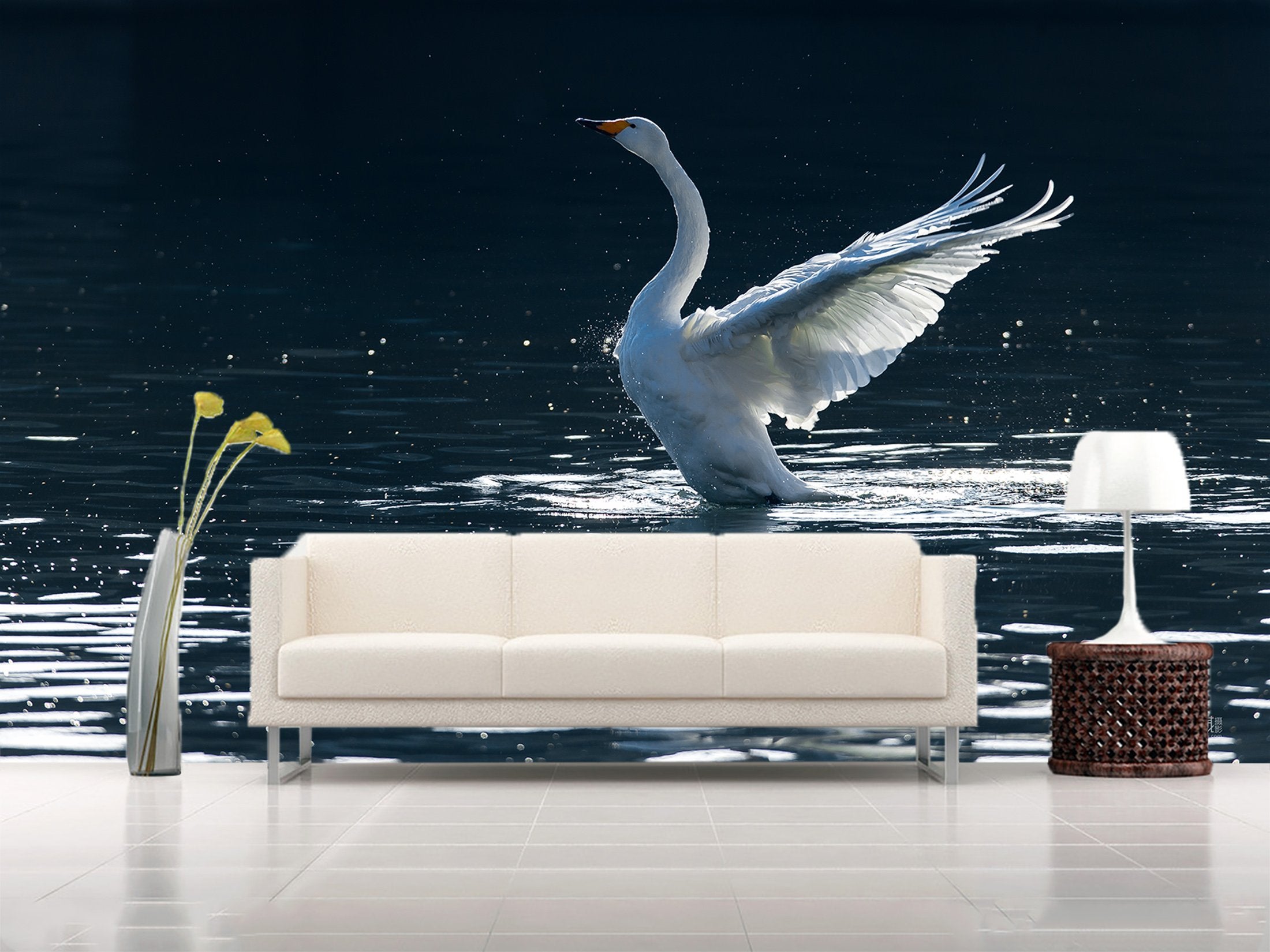 3D Lake Water Swan 068 Wallpaper AJ Wallpaper