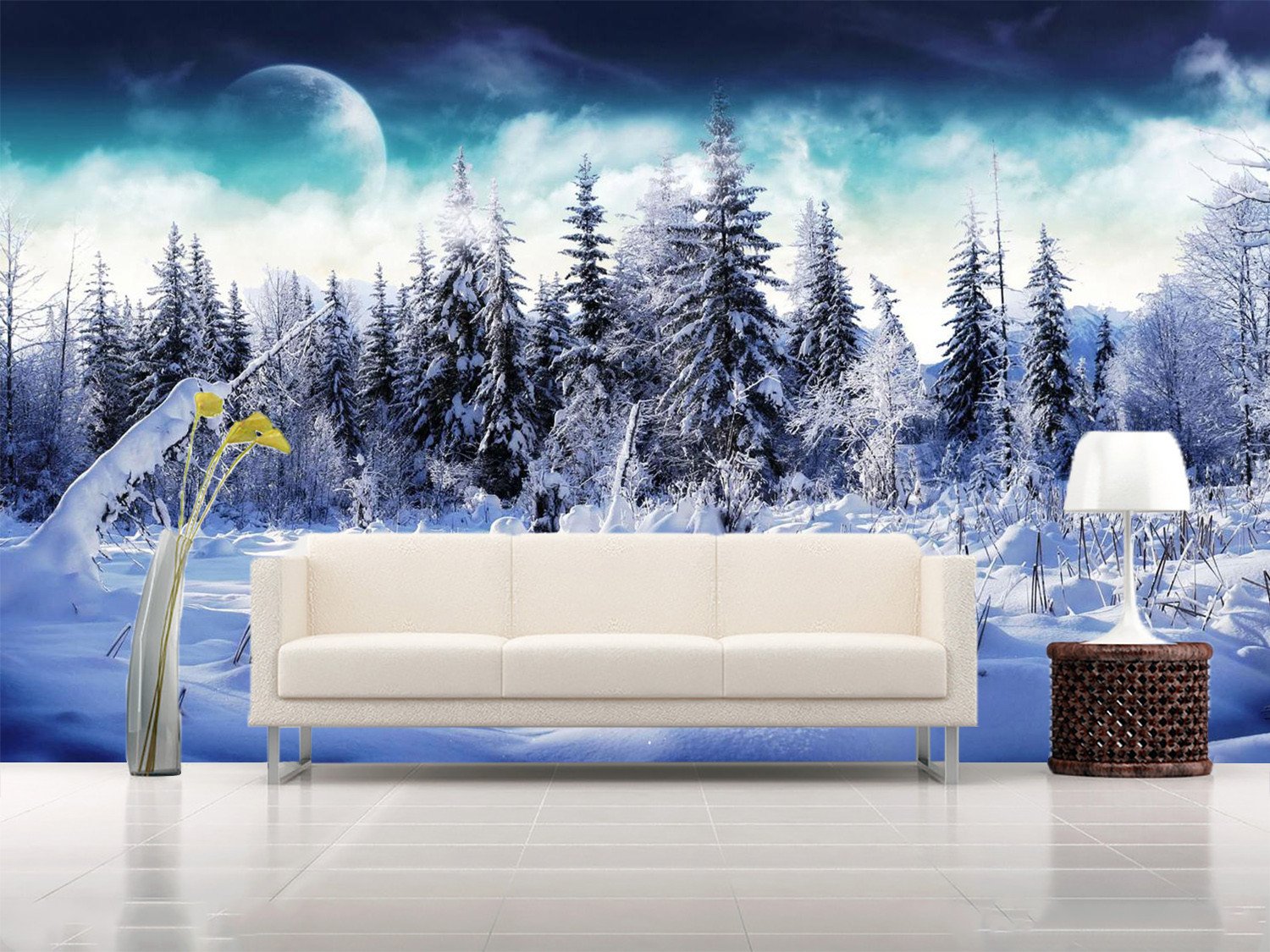 3D Snow Pines Forest 70 Wallpaper AJ Wallpaper