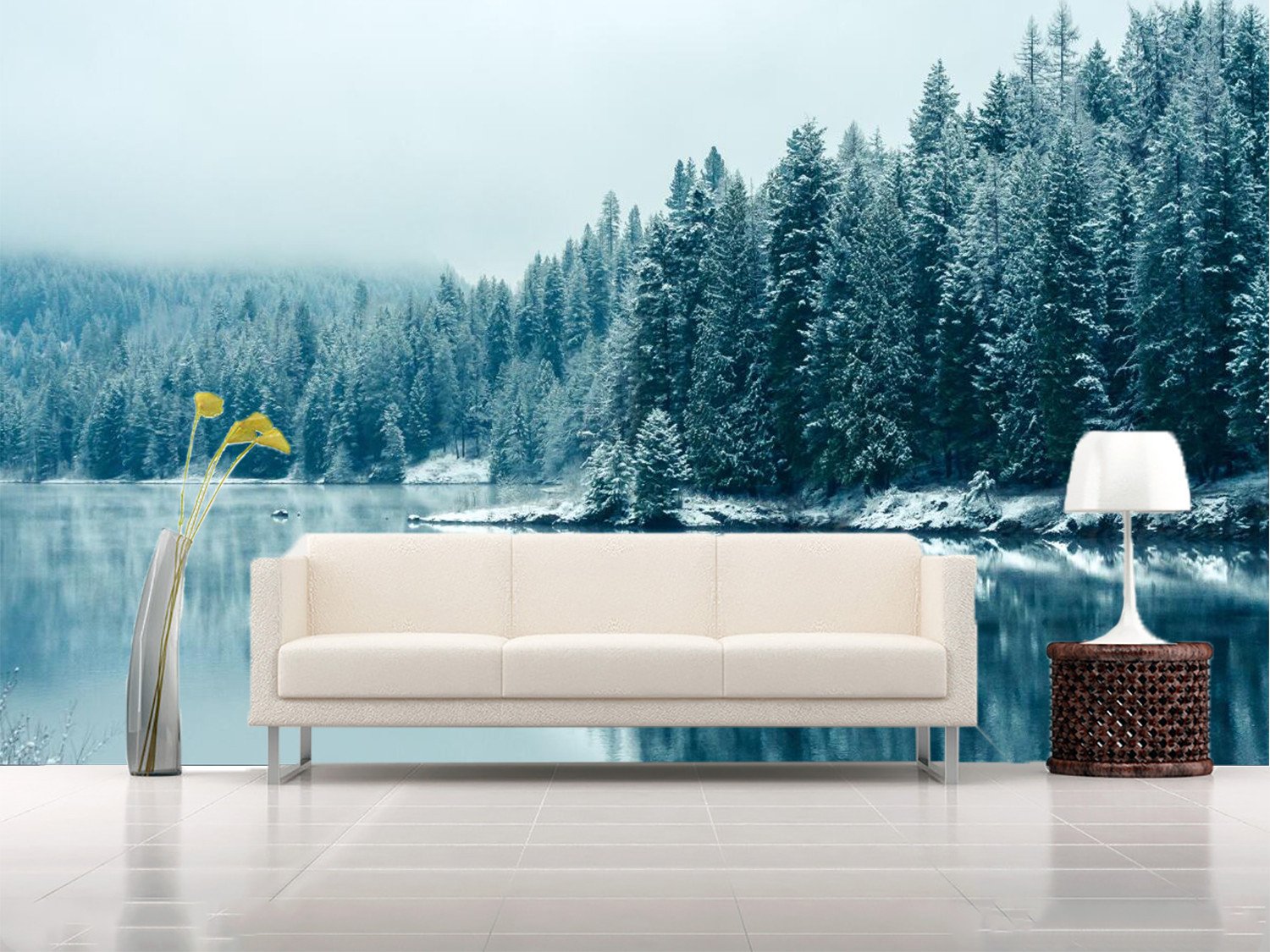 Winter Pine Trees And River 53 Wallpaper AJ Wallpaper 1