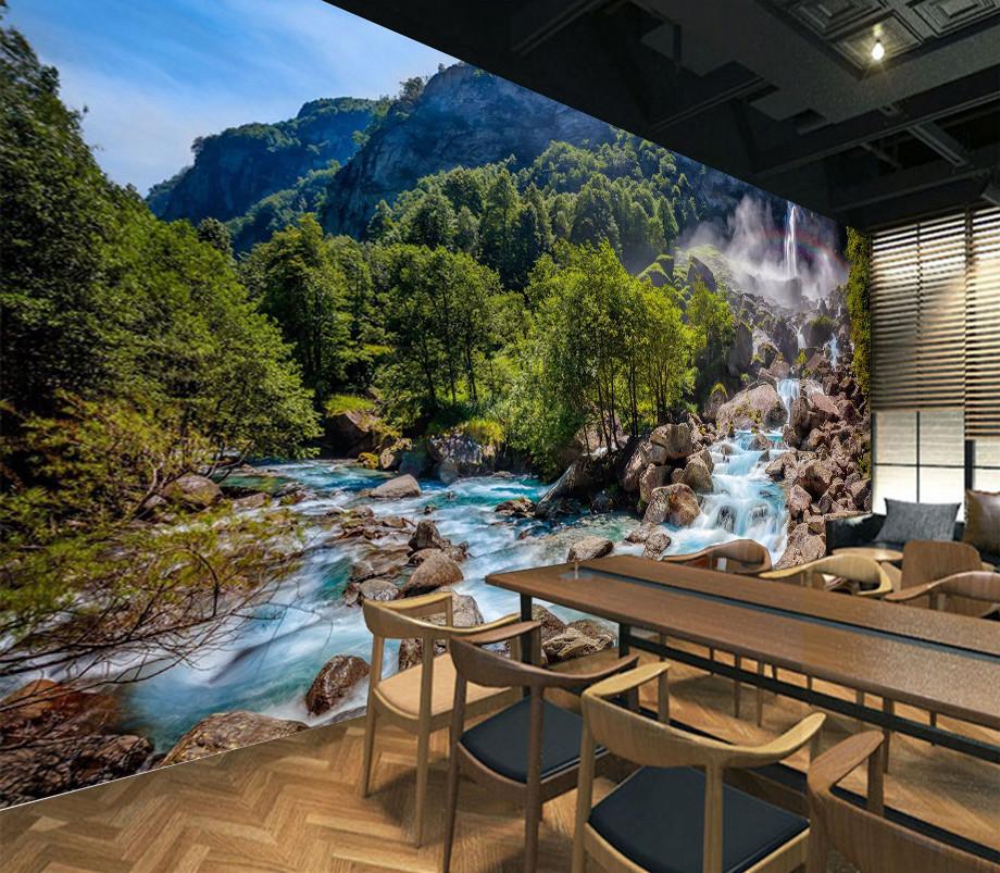 3D Stone River Hill Tree 89 Wallpaper AJ Wallpaper