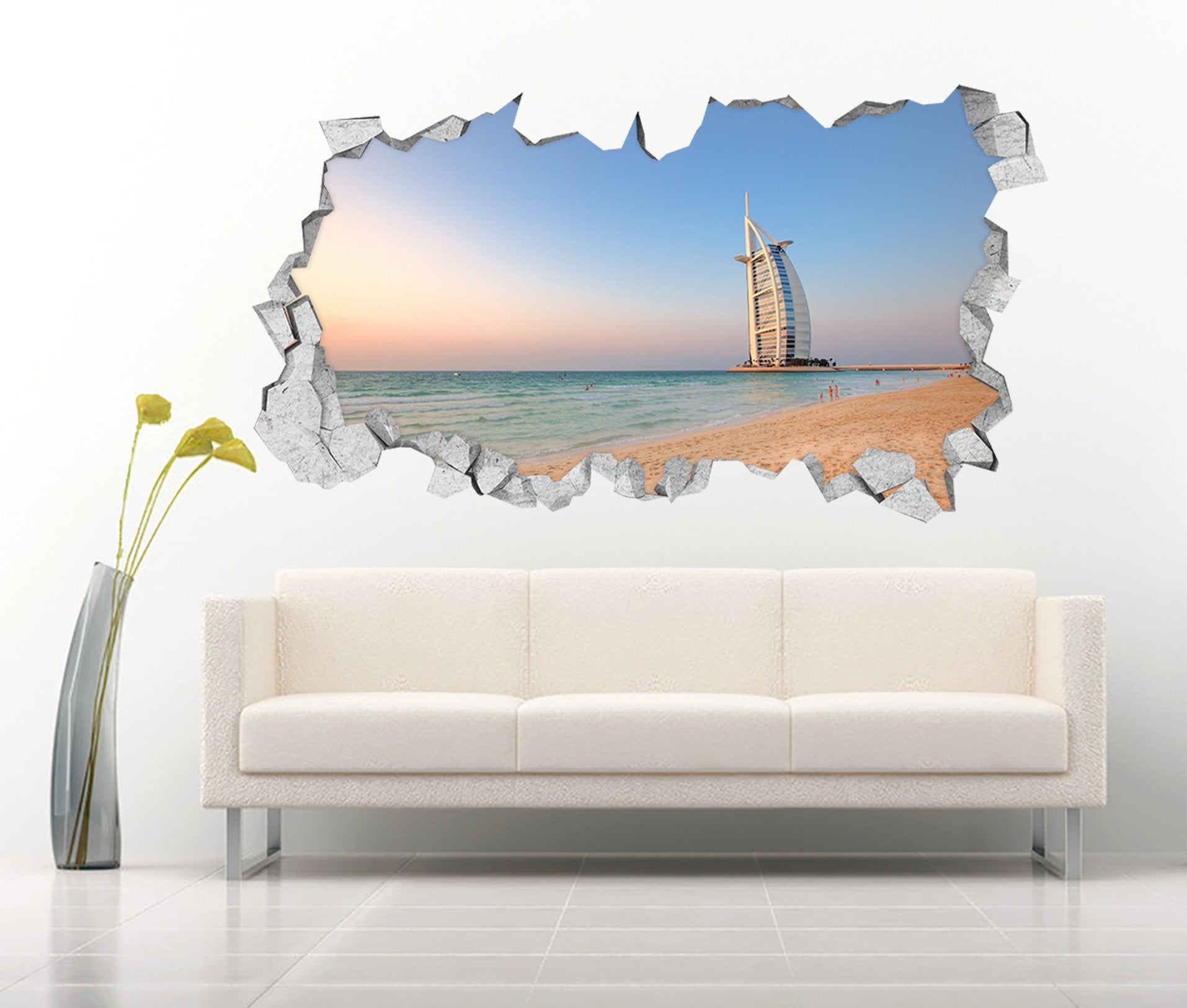 3D Burj Al Arab 322 Broken Wall Murals Wallpaper AJ Wallpaper